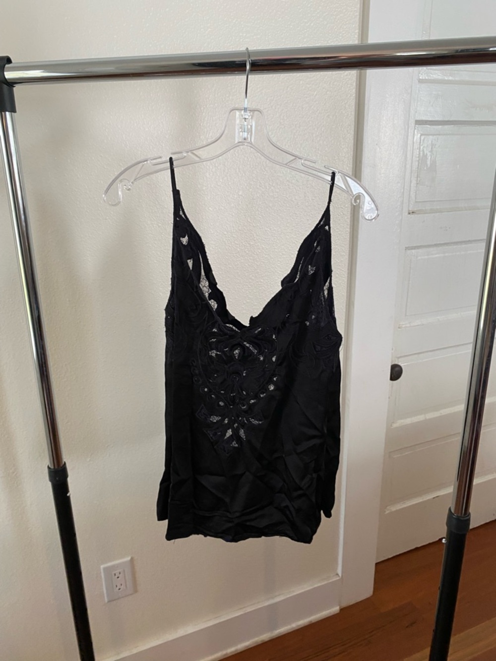 Zara Black Lace Insert V-Neck Camisole